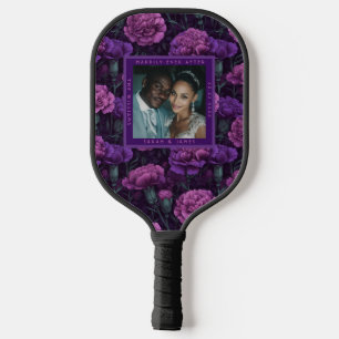 Trendige lila Nelken-Blume traditionelle Hochzeit Pickleball Schläger