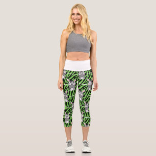 Trendige Limette-Zebra-Muster-Leggings Capri Leggings