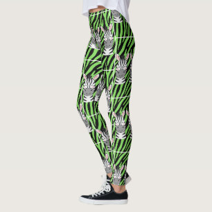 Trendige Limonen-Zebra-Muster-Leggings Leggings