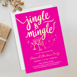 Trendige, lustige Fuchsia-Weihnachts-Party-Cocktai Folieneinladung