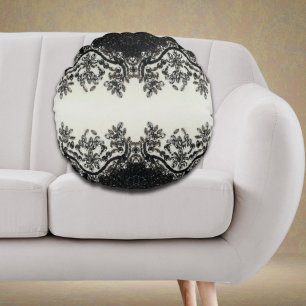 trendige, mädchenhafte Mode Vintag Schwarz-Weiß Rundes Kissen
