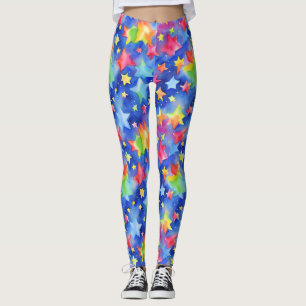 Trendige magische bunte Regenbogen-Sterne-Muster Leggings