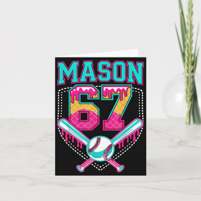 Trendige Mason 67 Mem Eiscreme-Tropf Baseball Gebu Karte (Vorderseite)