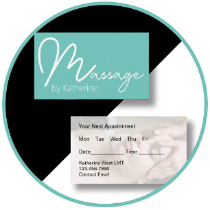 Trendige Massage-Therapie-Termin-Geschäftskarten Visitenkarte