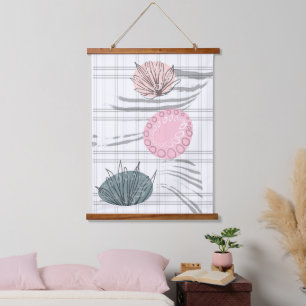 Trendige moderne abstrakte Blumenmuster Wandteppich Mit Holzrahmen