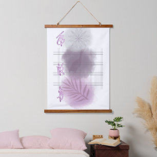 Trendige moderne abstrakte Blumenmuster Wandteppich Mit Holzrahmen