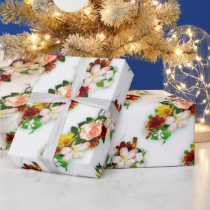 Trendige moderne bunte Rosen Blumen Geschenk Geschenkpapier
