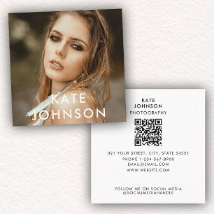 Trendige moderne Foto QR Code Social Media Quadratische Visitenkarte