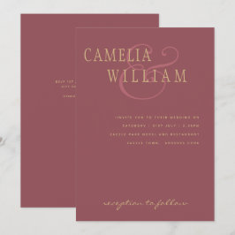 Trendige moderne Hochzeitstorte Rose Pink Gold Einladung