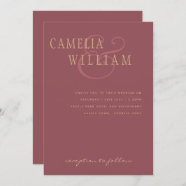 Trendige moderne Hochzeitstorte Rose Pink Gold Einladung