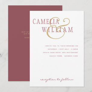 Trendige moderne Hochzeitstorte Rose Pink Gold Inv Einladung