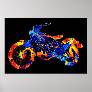 TRENDIGE MODERNE MOTOCROSS BUNTE KUNST ABSTRAKT POSTER