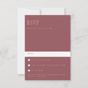 Trendige moderne Rose Pink Gold Wedding RSVP Karte