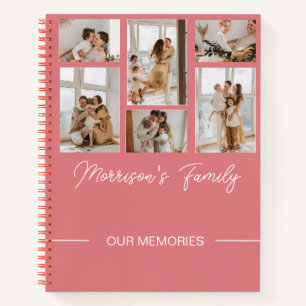 Trendige moderne Schriftfamilienname & Fotocollage Notizbuch