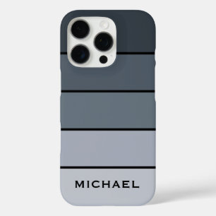 Trendige moderne Space Graue Streifen iPhone 16 Pro Hülle
