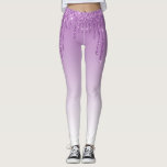 trendige Monogramm-lila Gliedmaßen Leggings<br><div class="desc">eleganter weißer und lila Glitzer. Die Textfunktionen können angepasst werden.</div>