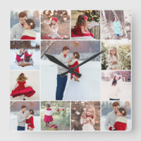 Trendige Multi-Foto Collage Wall Uhr