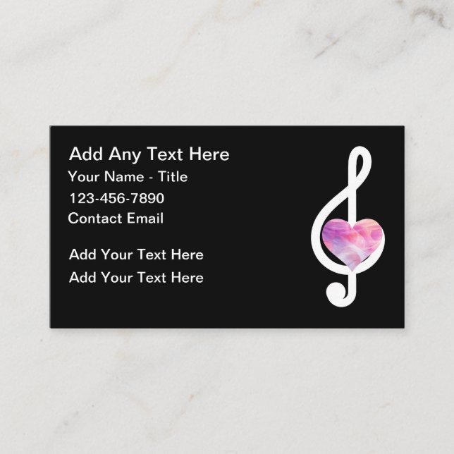 Trendige Musical Note Theme Business Cards Visitenkarte (Vorderseite)