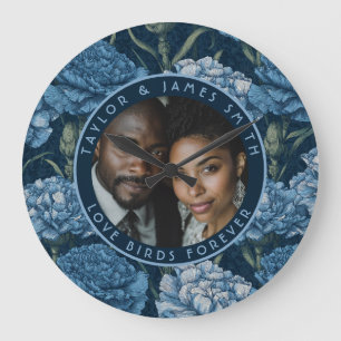 Trendige Nelken-Garten-Blumenhochzeit Große Wanduhr