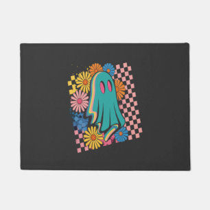 Trendige Neon-Blumen-Geist Halloween Fußmatte