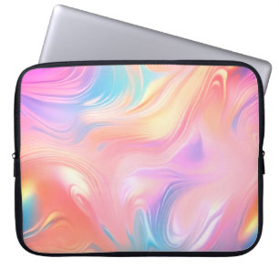 Trendige Neon-Pink-Blau-Gelb-Abstraktwellen Laptopschutzhülle