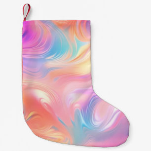 Trendige Neon-Rosa-Blau-gelbe abstrakte Wellen Kleiner Weihnachtsstrumpf