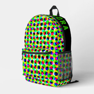 Trendige neonfarbene geometrische Kreislichter Nam Bedruckter Rucksack
