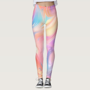 Trendige neonrosa blaue gelbe abstrakte Wellen Leggings