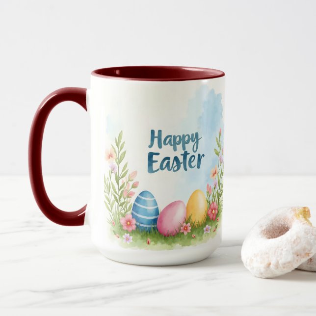 Trendige Oster-Eier Schöne Sammlung Tasse (Mit Donut)