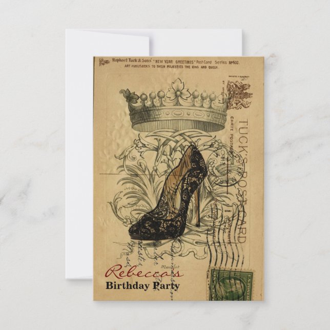 trendige Parisier-Geburtstagskarte Einladung (Vorderseite)