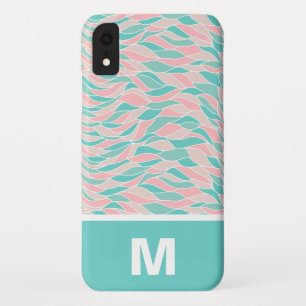 Trendige Pastel-Blätter Muster Monogramm Case-Mate iPhone Hülle