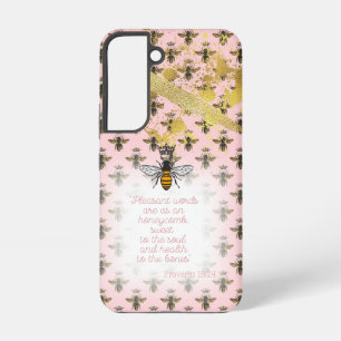 Trendige Pastellrosa Bienen-Matrix Christliche Kön Samsung Galaxy Hülle