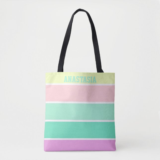 Trendige Pastellstreifen Personalisiert (Vorderseite)