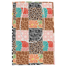 Trendige Patchwork-Tierdruck- und Blumen-Geschenkt