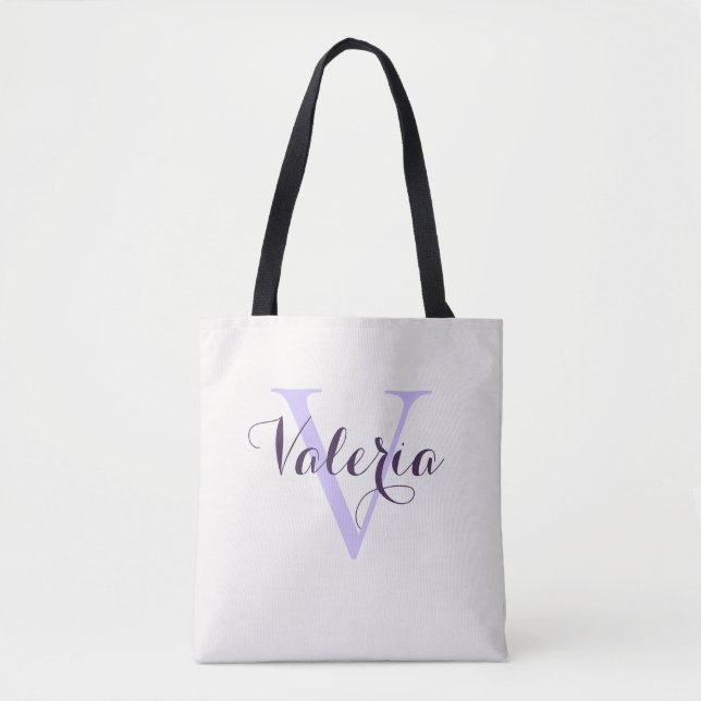 Trendige personalisierte Lavendel-Monogramm-Tasche (Vorderseite)