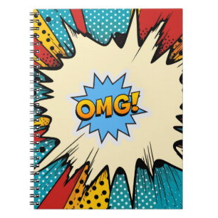 Trendige Pop-Art Moderne Retro OMG 50er rot blau Notizblock