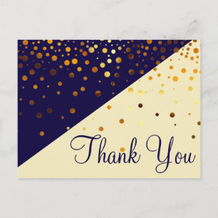 Trendige preiswerte Gold Glitter Blau Danke Postkarte