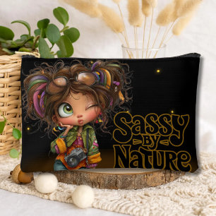 Trendige Quirky Retro Sassy Mädchen Zitat Schwarz Zubehörtasche