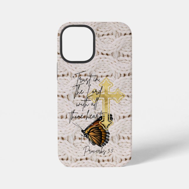 Trendige religiöse Strickwaren Brauner Schmetterli iPhone Hülle (Rückseite)