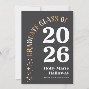 Trendige Retro-Abschlussfeier-Einladungskarte Einladung