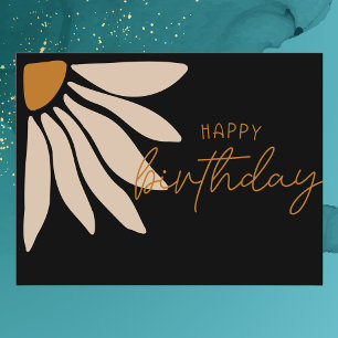Trendige Retro-Blumen Happy Birthday Postkarte