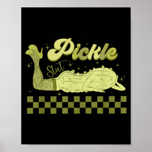 Trendige Retro-Einlegelgurke lustige Lebensmittelb Poster