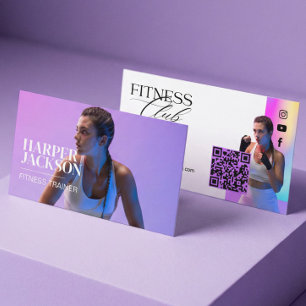 Trendige Retro-Irideszenz-Foto für Fitness-Influen Visitenkarte