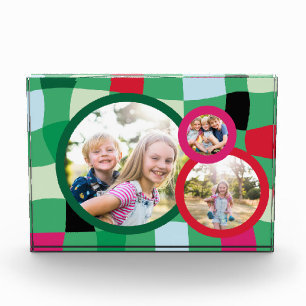 Trendige Retro Karierte Runde 3 Fotoblock