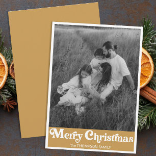 Trendige Retro-Typografie Goldene Weihnachtsfoto Feiertagskarte