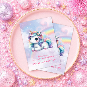 Trendige rosa Einhorn Mädchen Geburtstag Dankeschö Dankeskarte
