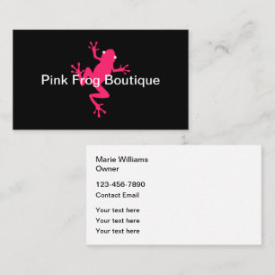 Trendige rosa Frosch Mode Boutique Visitenkarten Visitenkarte