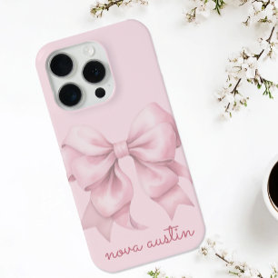 Trendige rosa Schleife personalisiert mit Namen Mo iPhone 15 Pro Hülle