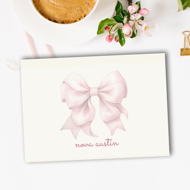 Trendige rosa Schleife personalisiert mit Namen Mo Post-it Klebezettel (Von Creator hochgeladen)