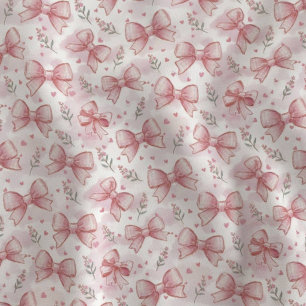 Trendige rosa Schleifen Cottagecore Blumenmuster Stoff
